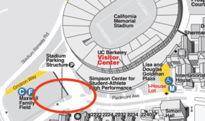 Map of stadium area showing public parking